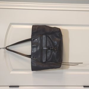 Rebecca Minkoff Black Leather Tote with Attached Pouch